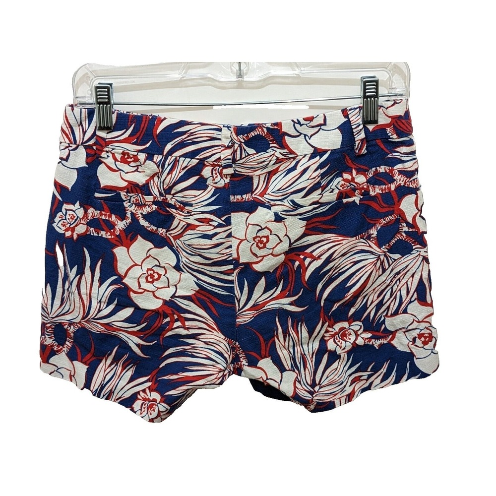 J. CREW Shorts Sz 2 98 Cotton 2 Elastane Front Pockets Mid Rise Blue White Red
